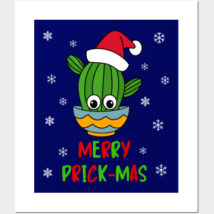 Merry Prick Mas - Cactus With A Santa Hat In A Bowl Posters and Art